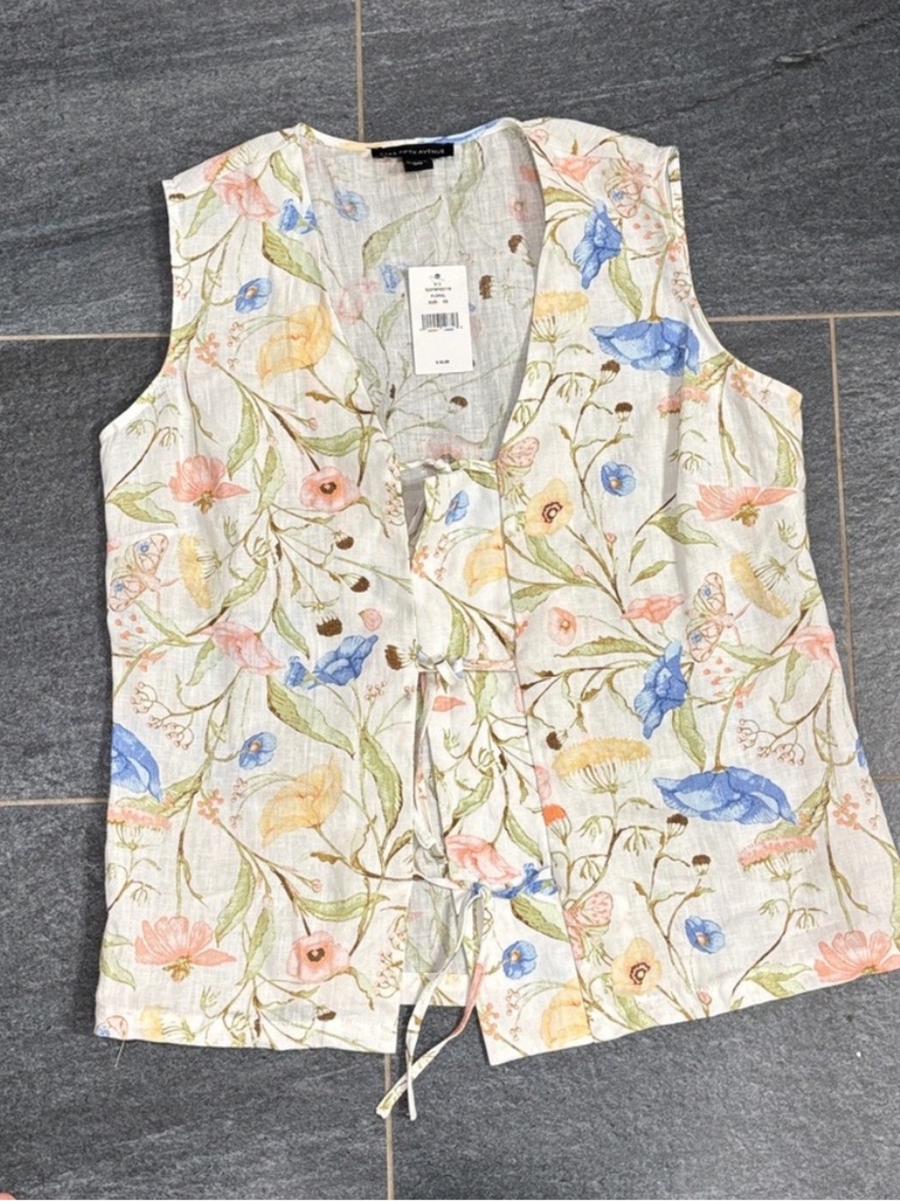 Linen tie front top